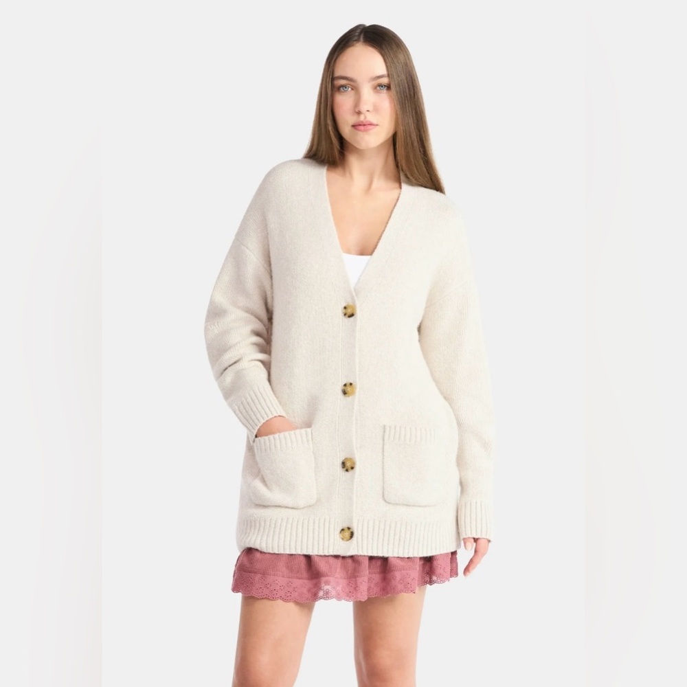 No Boundaries Button-Front Grandpa Cardigan, Women's size XS